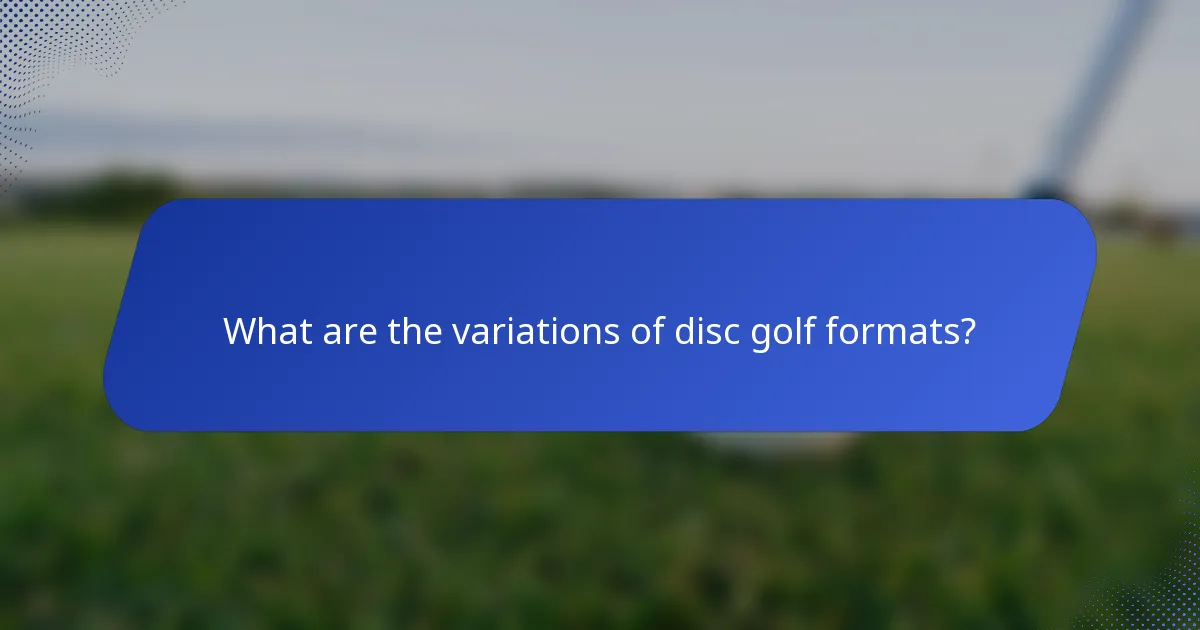 What are the variations of disc golf formats?